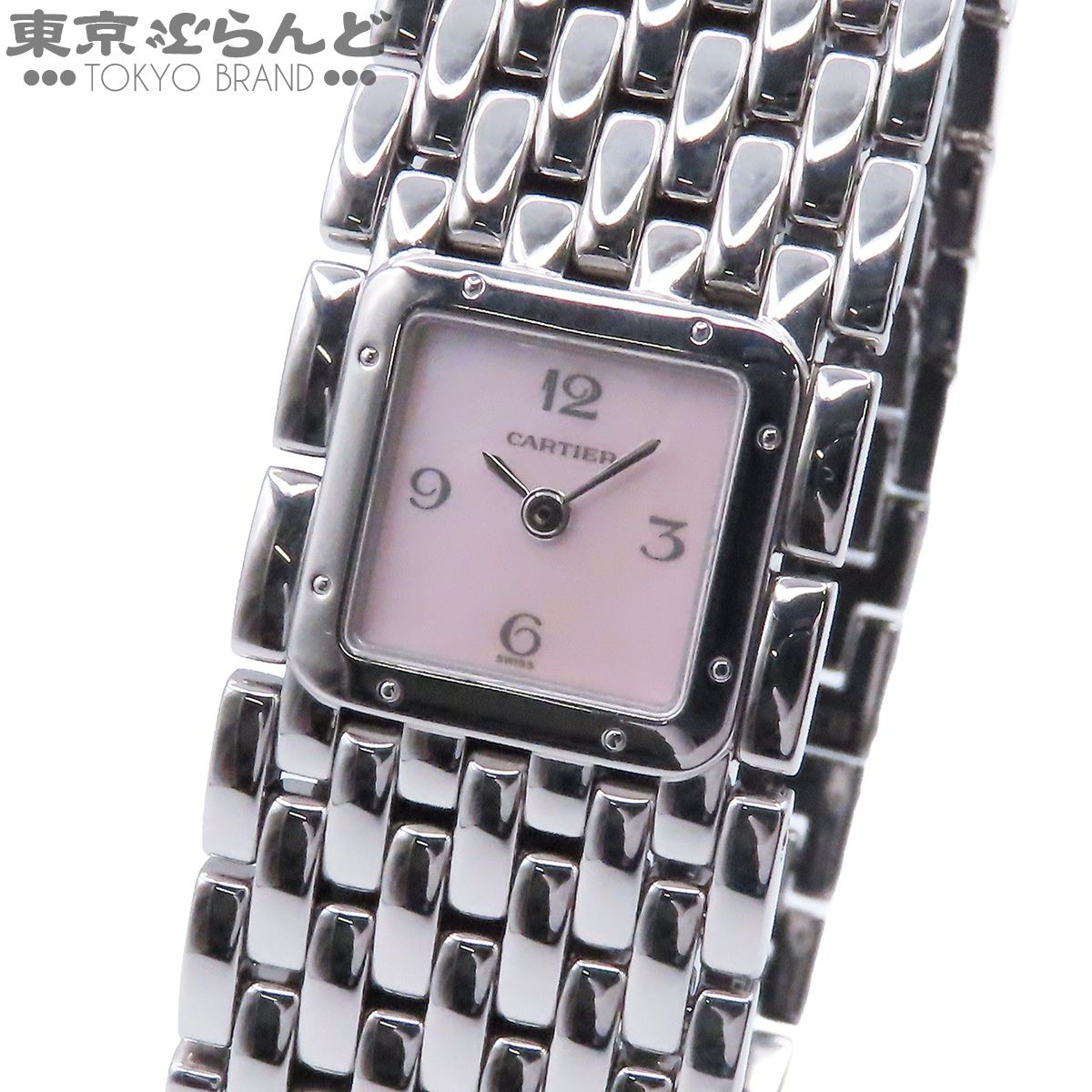 カルティエ CARTIER パンテールリュバン W61003T9 ピンクMOP ステンレススチール ピンクシェル文字盤 腕時計 レディース クォーツ メーカーコンプリート・仕上済 101853643