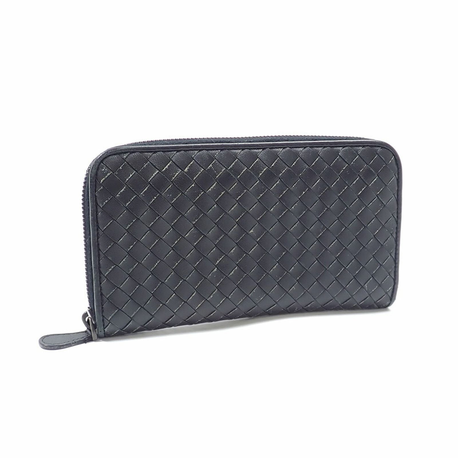 ボッテガ・ヴェネタ(Bottega Veneta) ボッテガヴェネタ ラウンド 長財布 イントレチャート ブラック 黒 レザー 114076 レディース メンズ
