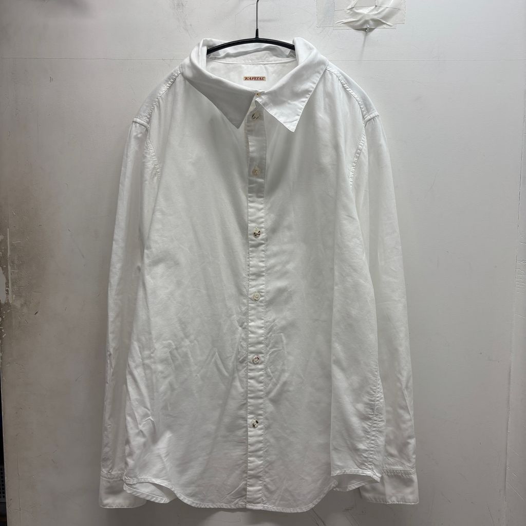 KAPITAL キャピタル High Neck Shirt 長袖シャツ ホワイト size:L【中目黒B06】