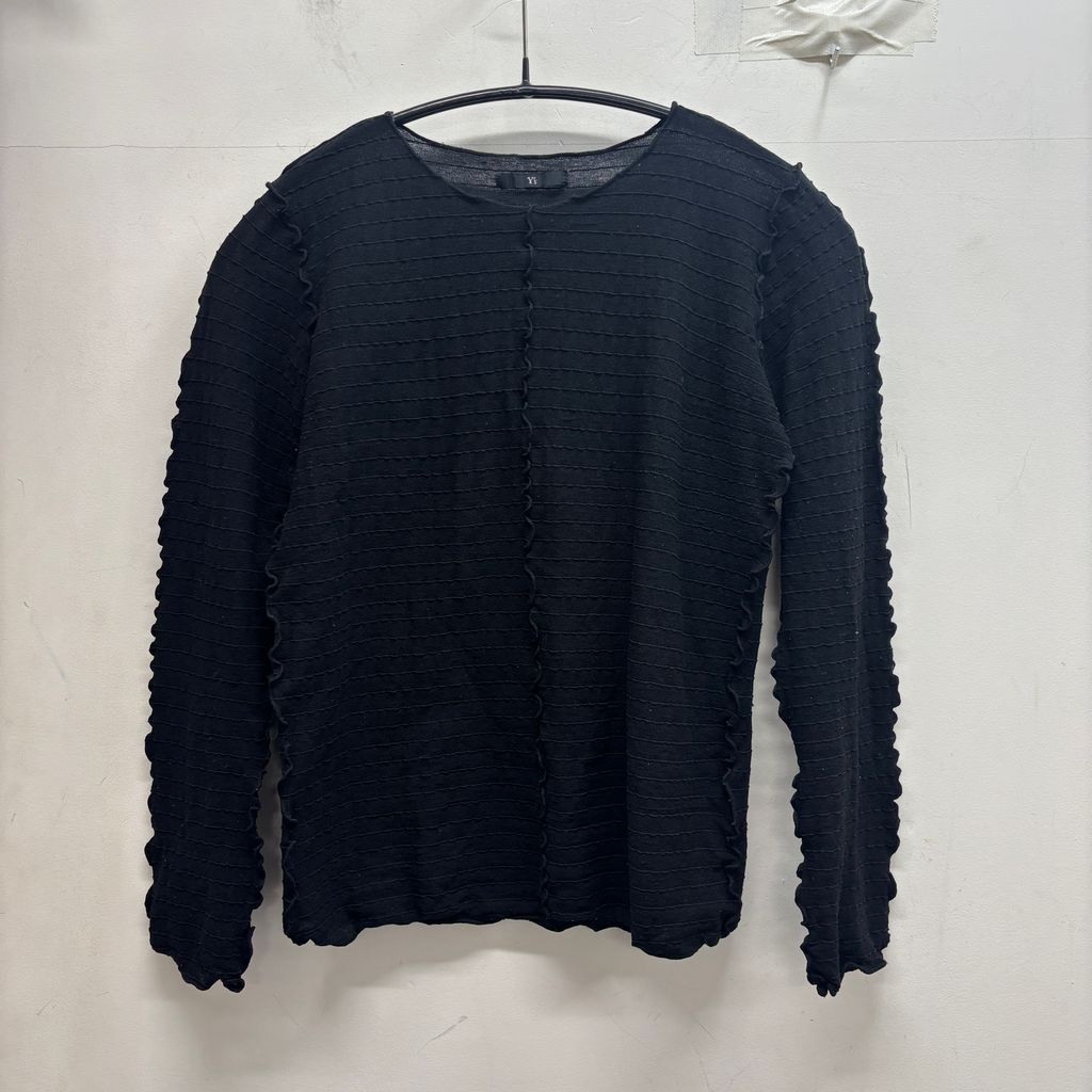 Y's ワイズ Pleats Tops 長袖カットソー ブラック【中目黒B06】