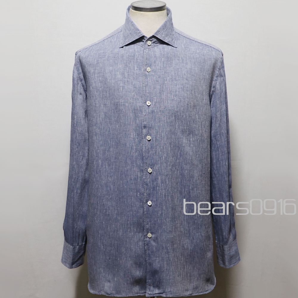 コルネリアーニ】リネンシャツ メンズ XL 美品 ブルーグレー