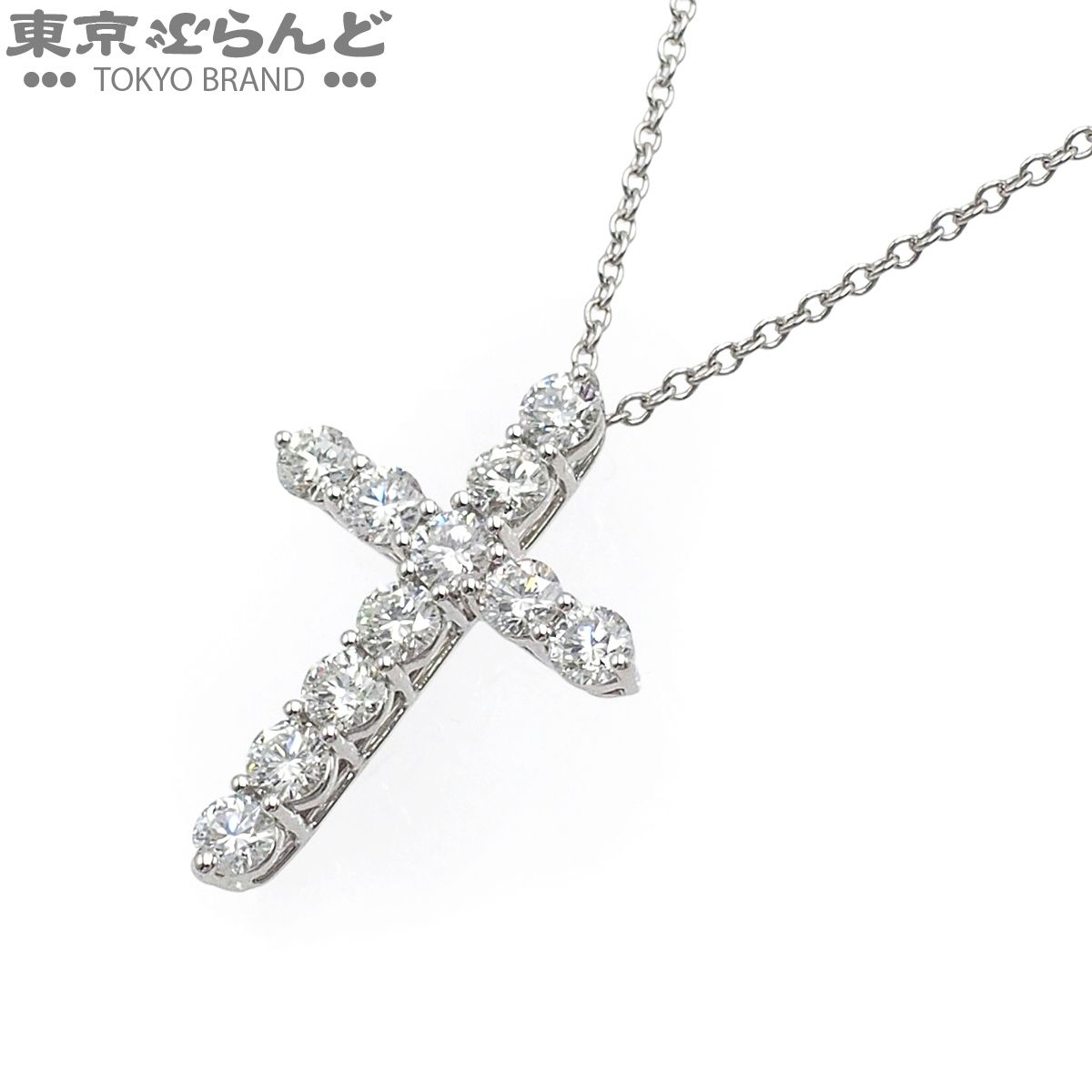 ティファニー TIFFANY&Co. クロス ペンダント ネックレス プラチナ Pt950 ダイヤモンド ミディアム 11PD レディース 101849631