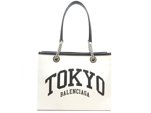 BALENCIAGA　バレンシアガ　デューティーフリートート　ホワイト/ブラック　キャンバス/レザー　759973【中古】430