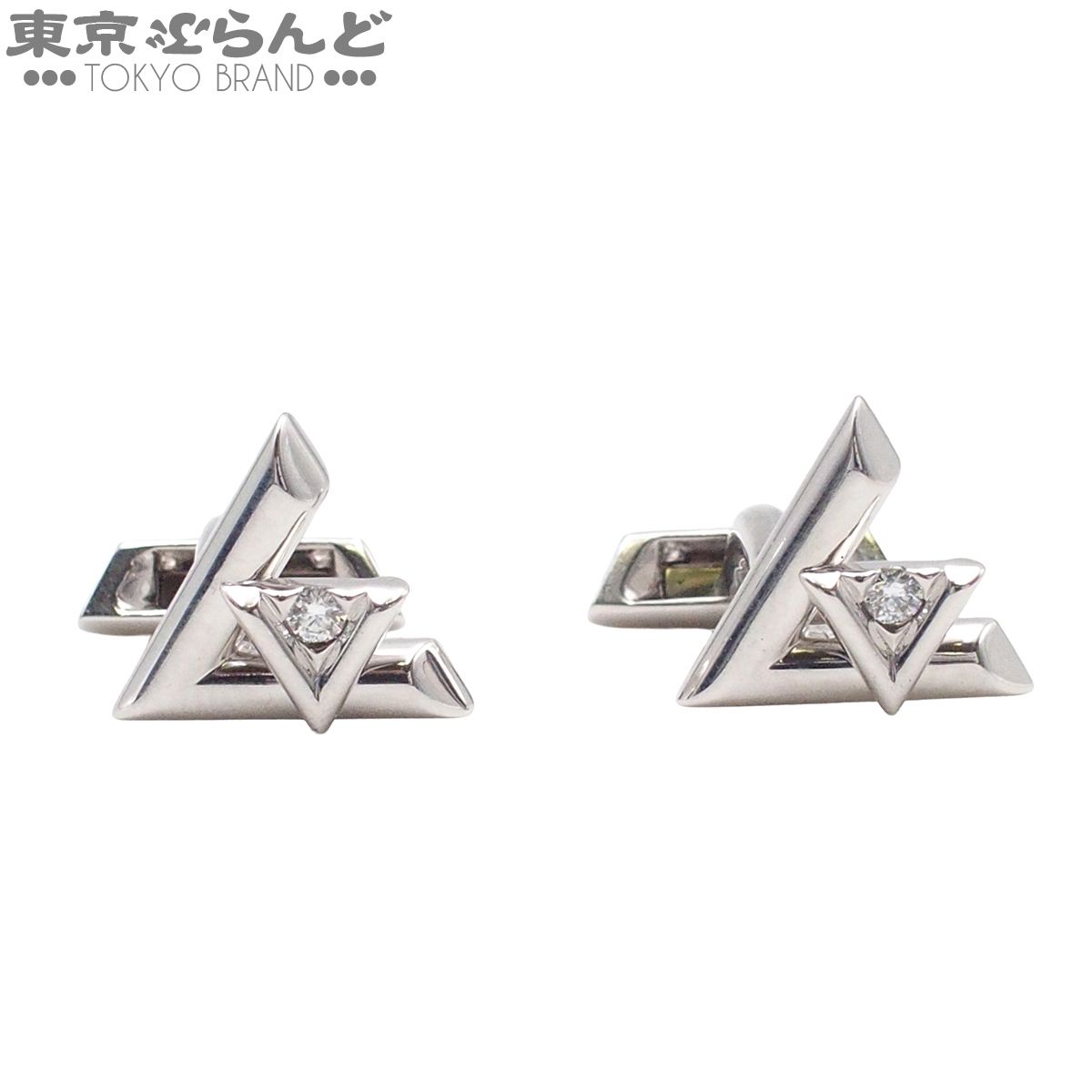 ルイヴィトン LOUIS VUITTON LVヴォルト ワン Q97163 ホワイトゴールド K18WG ダイヤモンド カフリンクス カフス メンズ 101857600