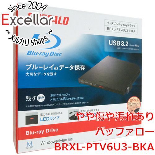 [bn:3] BUFFALO　外付けブルーレイドライブ　BRXL-PTV6U3-BKA　ブラック　本体のみ 元箱あり