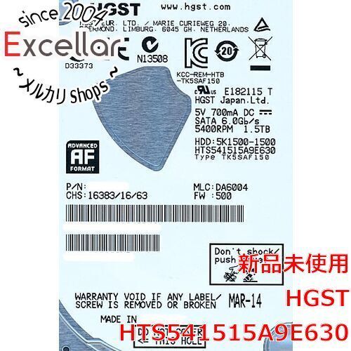 [bn:9] HITACHI ノート用HDD 2.5inch　HTS541515A9E630　1.5TB