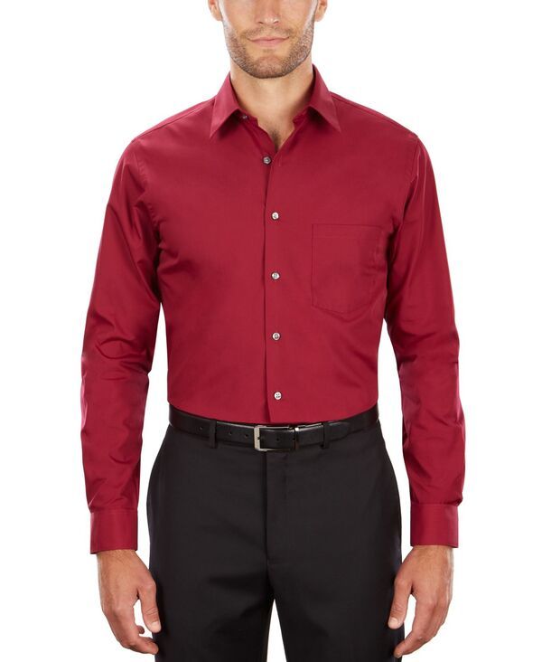 ヴァンハウセン メンズ トップス シャツ Van Heusen Mens Poplin Dress Shirt Classic Athletic Fit Magenta マゼンタ
