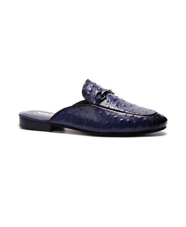 カルロスサンタナ メンズ シューズ サンダル Carlos by Carlosantana Mens Apollo Bit Slideshoes Blue Ostrich Leather ブルー