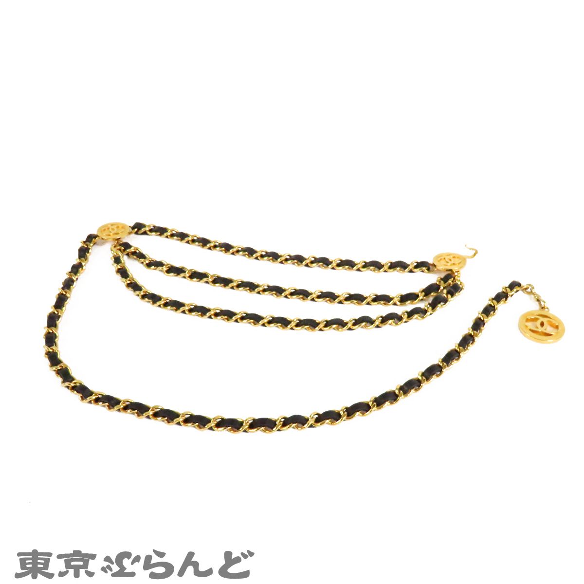 シャネル CHANEL 1984 チェーンベルト ゴールドxブラック メタル