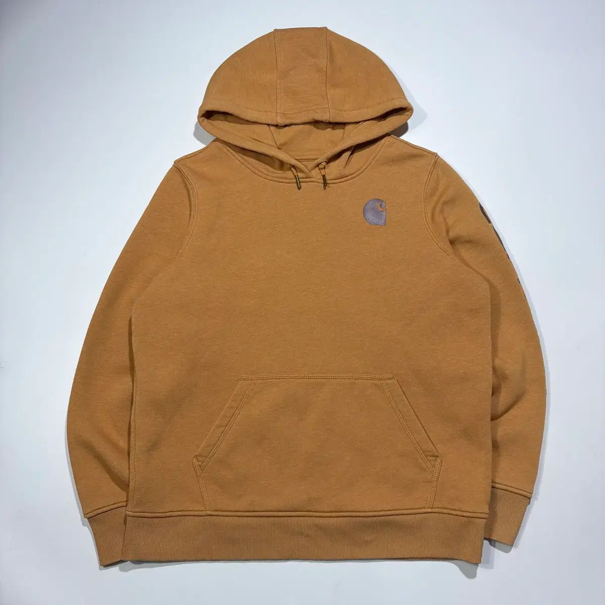 Carhartt ブラウン ロゴ フードTシャツ