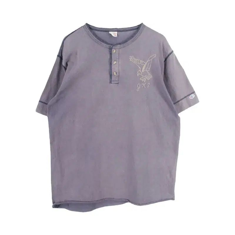 チャンピオン (MEN - XL) コットン 80's 刺繍 ヘンリーネック 半袖 Tシャツ