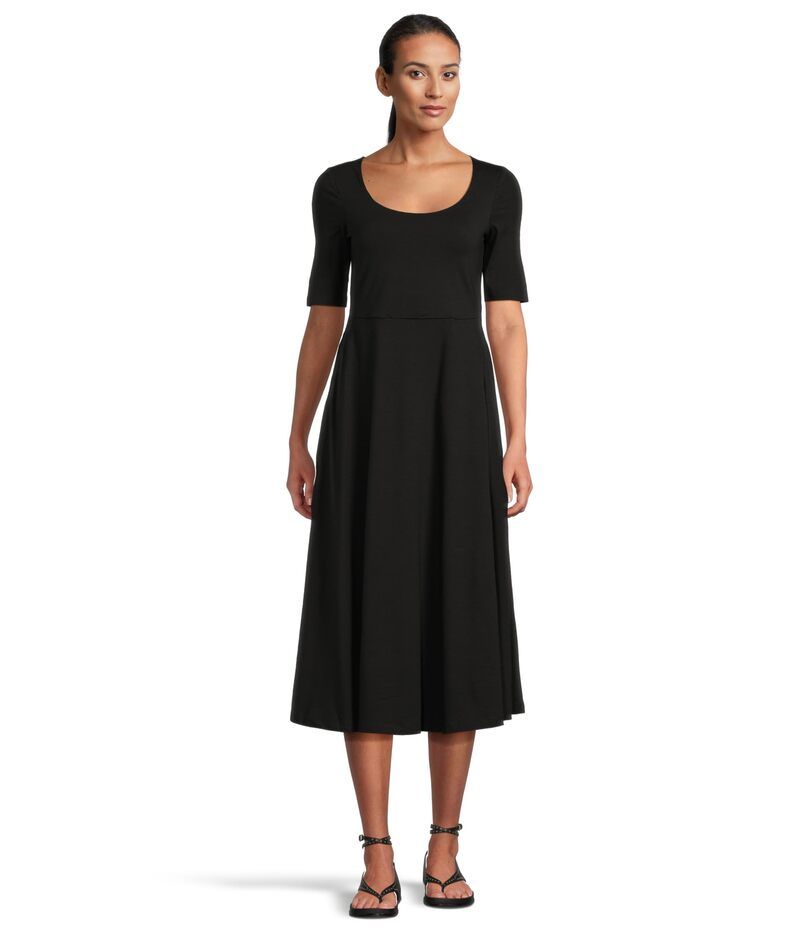 パクト レディース トップス ワンピース ミディ PACT Fit Flare Scoop Midi Dress Black ブラック
