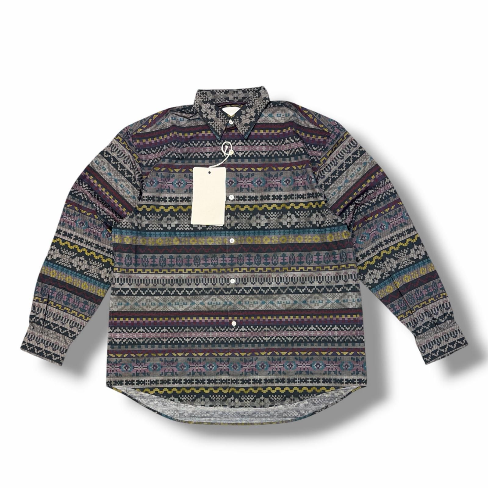 参考上代39600円 未使用 KANEMASA PHIL. 25AW 46G MODEST PRINT SHIRT モデストプリントシャツ 長袖シャツ カネマサフィル KM25A-022A WINDSOR PURPLE L （17579M）