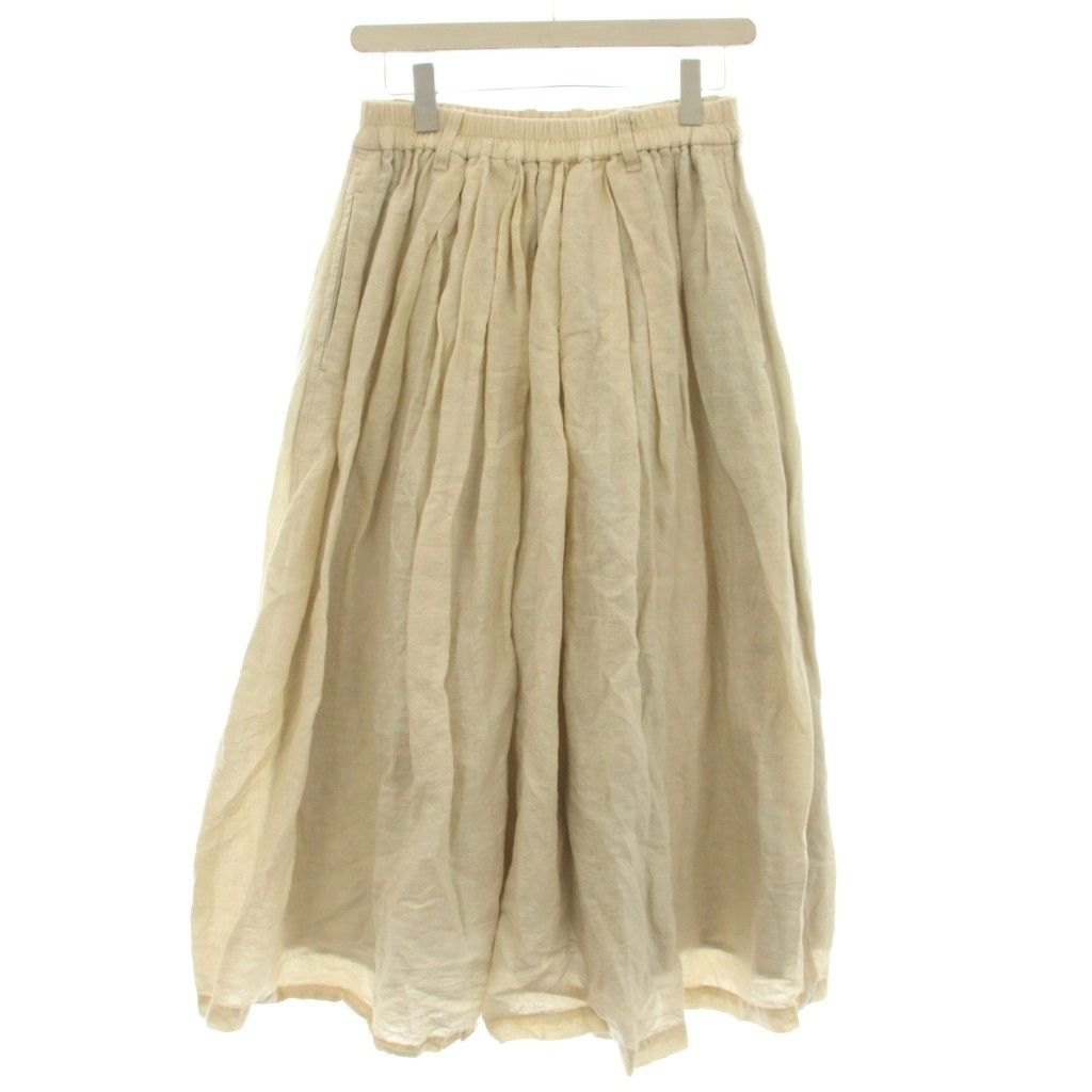 パドカレ pas de calais リネン スカート ロング フレアスカート 36 ベージュ TD－2302 /☆G