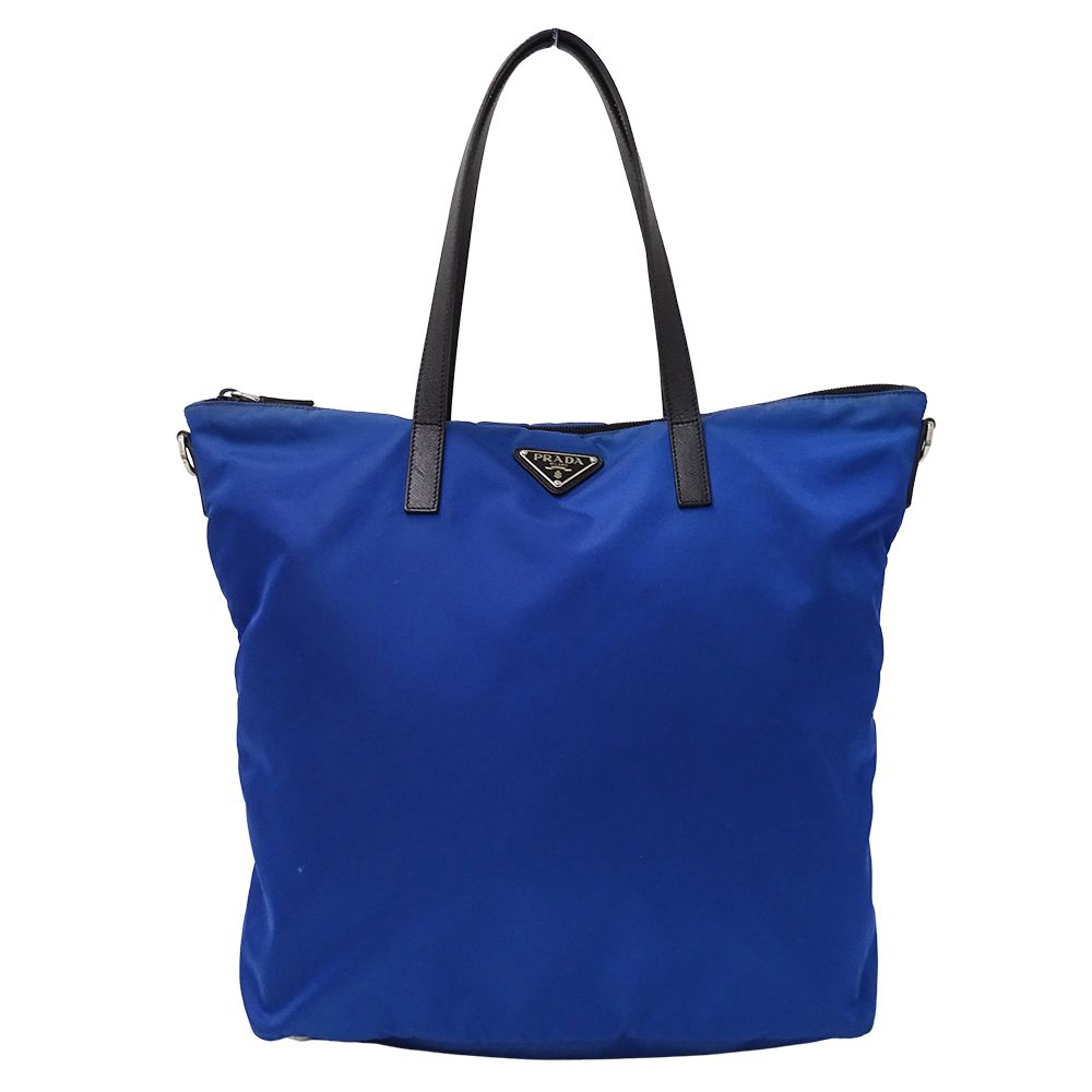 プラダ PRADA バッグ レディース ブランド トートバッグ ナイロン ブルー 青 ロゴ 大容量 大きめ おしゃれ 【中古】
