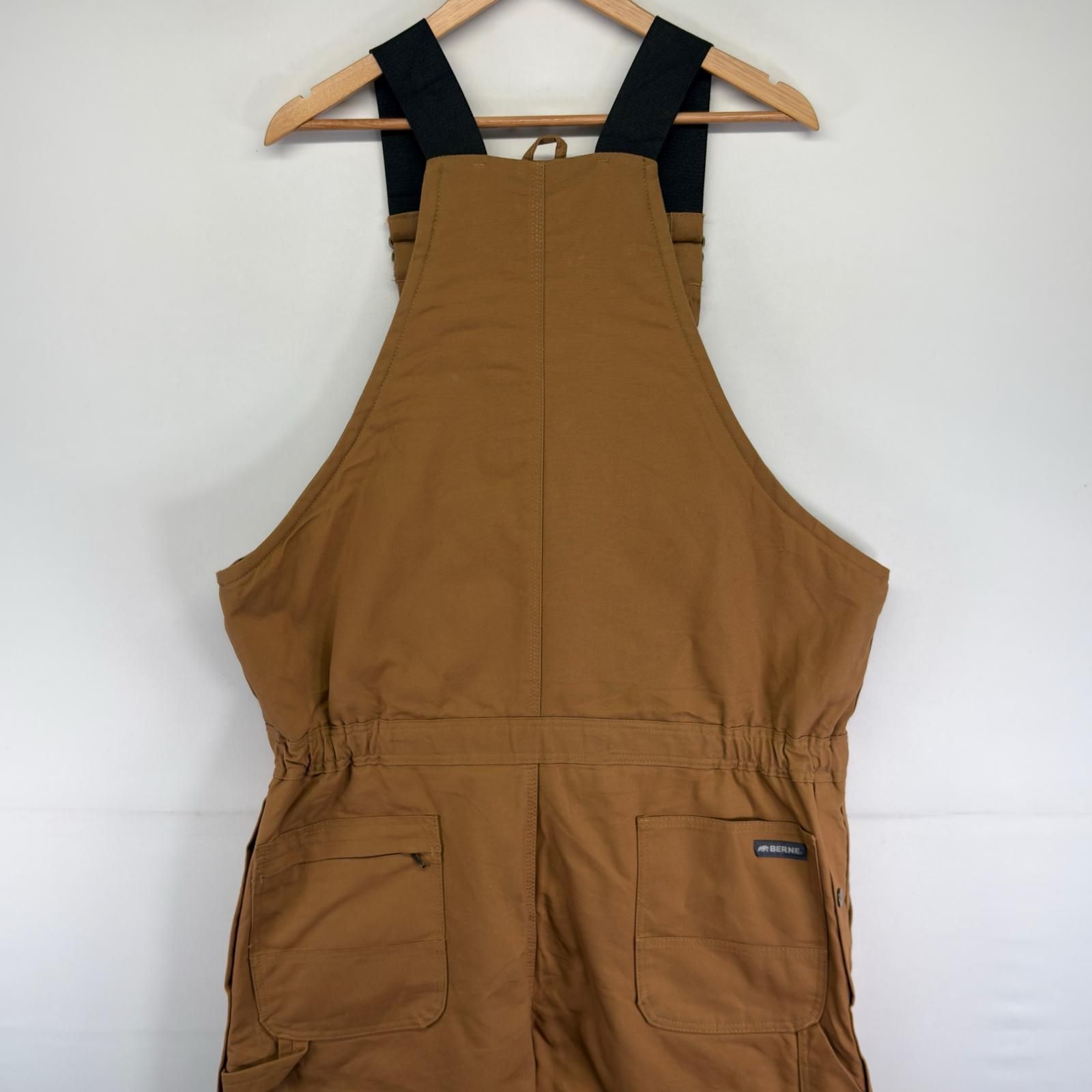 古着 BERNE ダック オーバーオール ワーク 中綿 ジップ ハンマーループ 