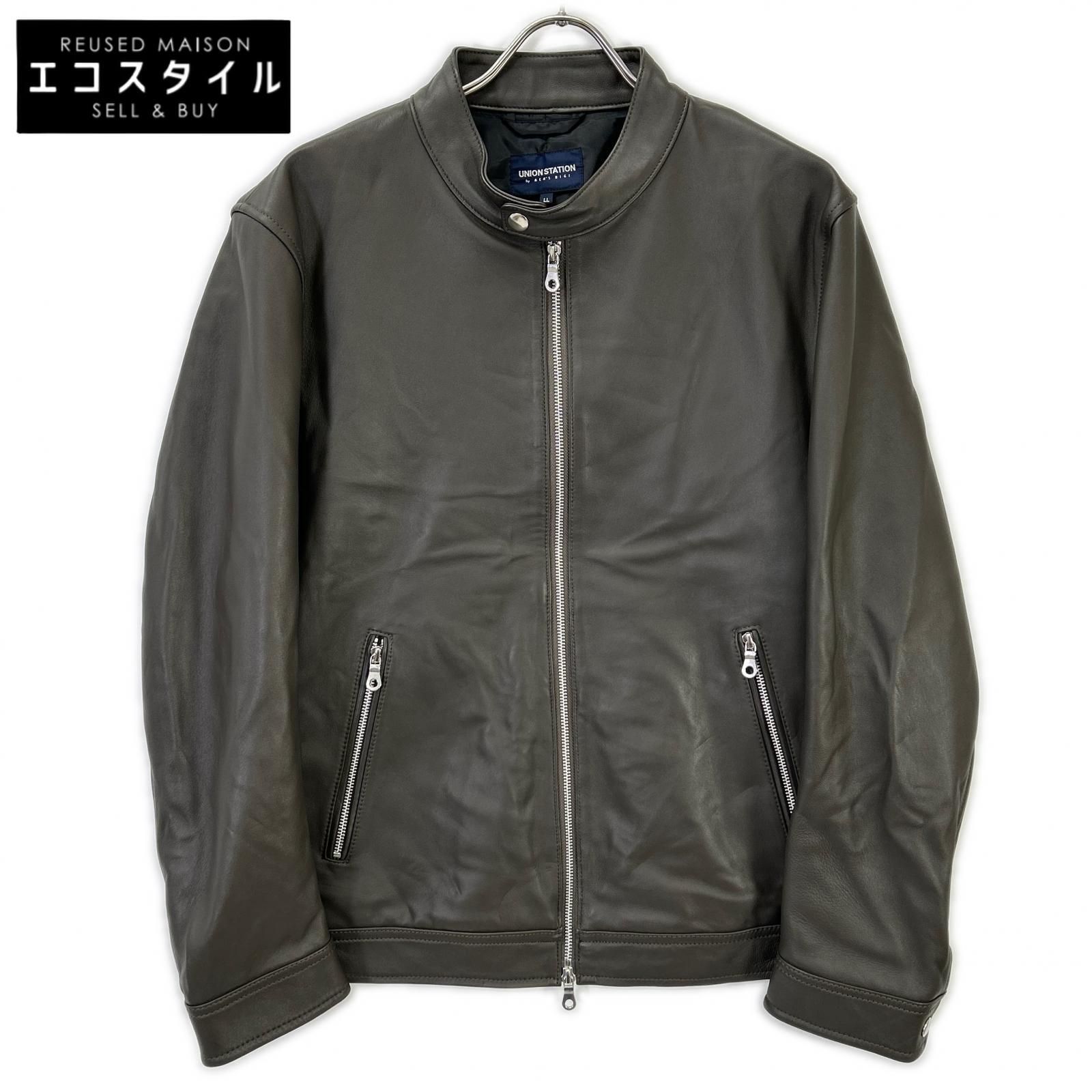 UnionStation　ユニオンステーション　M0854LJM001 ブラウン シープナッパシングルライダースジャケット　LL