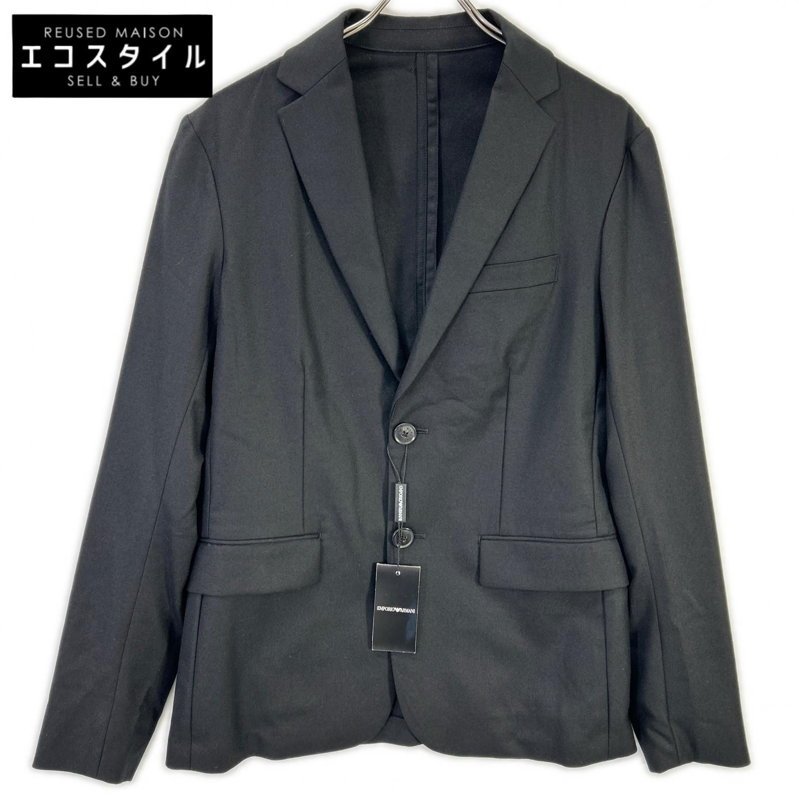 EMPORIOARMANI　エンポリオアルマーニ　ブラック ウール 2Bテーラードジャケット　46