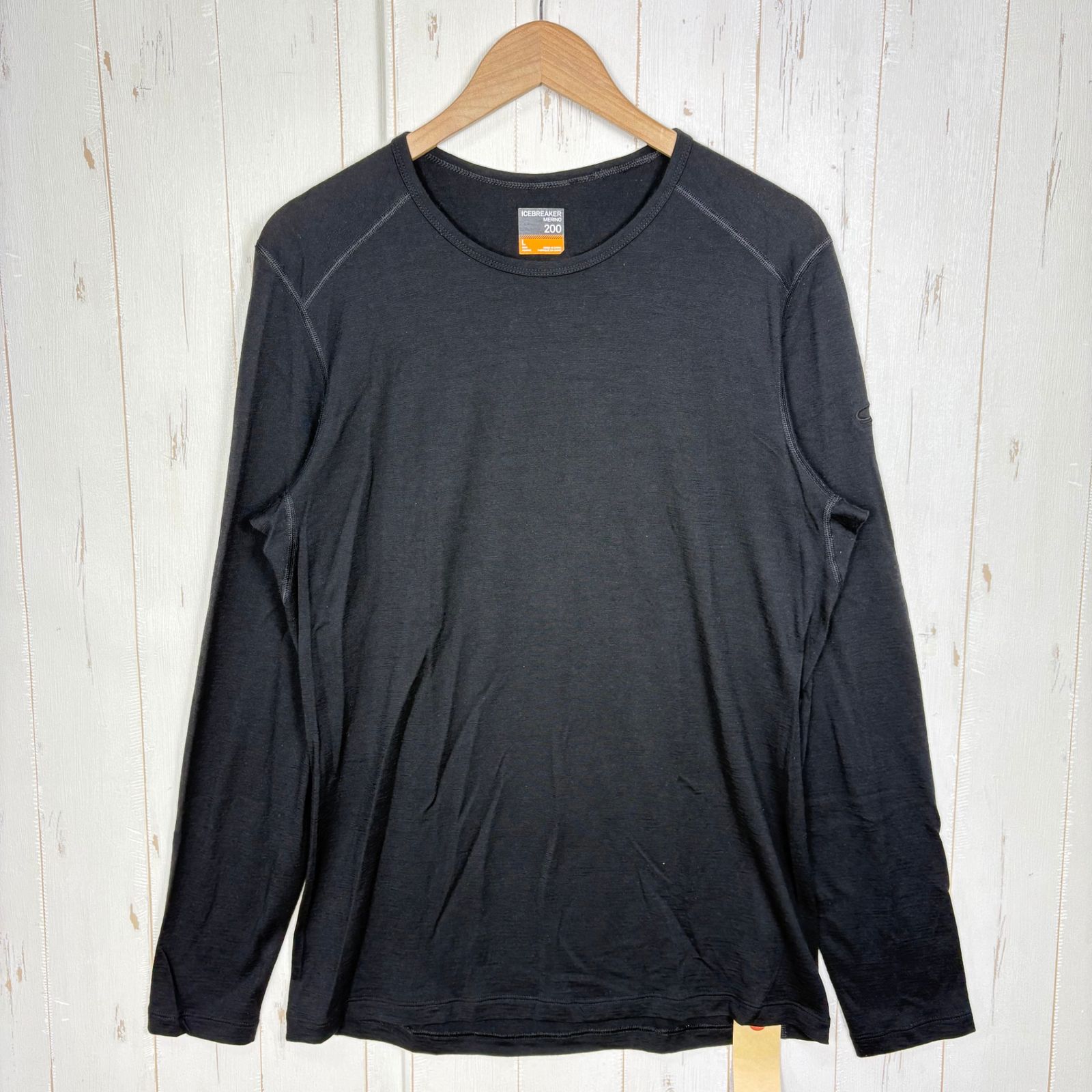 ✉️Men's L ブラック系 Icebreaker ( アイスブレーカー ) メリノ 200 オアシス ロングスリーブ クルー Merino 200 Oasis LS Crewe メリノウール ウェア トップス インナー シャツ ロングスリ