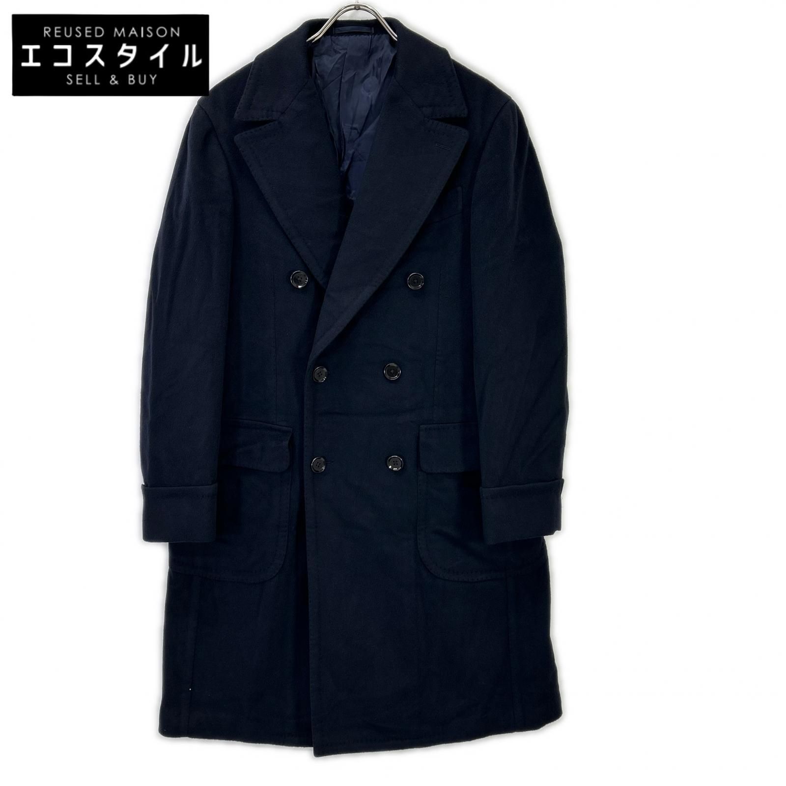 BARNEYSNEWYORK　バーニーズニューヨーク　RE015F13X ネイビー ダブルブレスト ウールカシミヤ コート　48