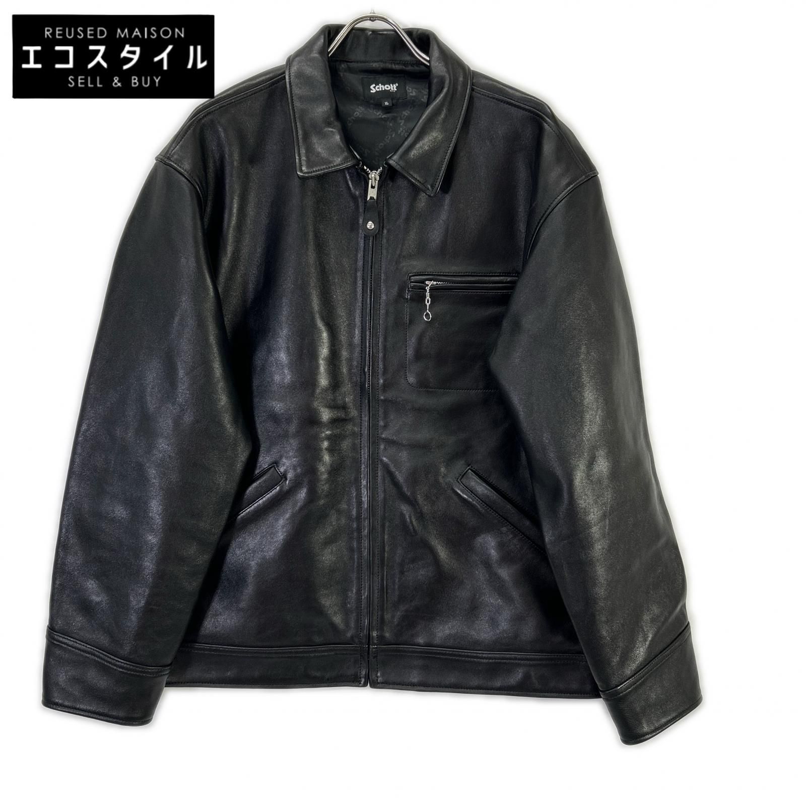 schott　ショット　782-5950014 ブラック ラムレザー トラッカージャケット　XL
