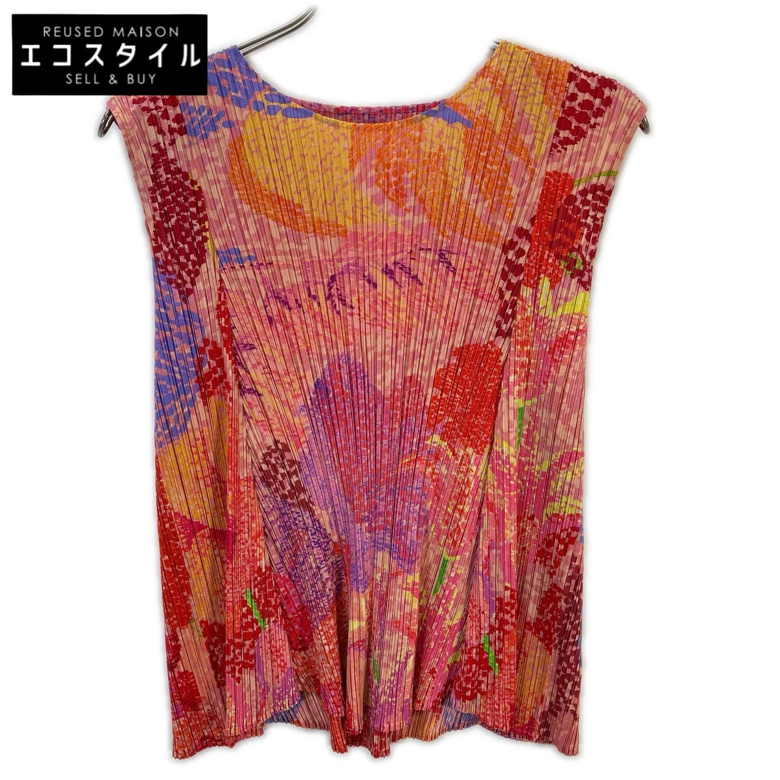 PLEATS PLEASE　プリーツプリーズ　26SS PP61JK692 FOGGY FOREST ピンク ポリエステル ラウンドネック グラデーションデザイン プリーツフレアトップ　3