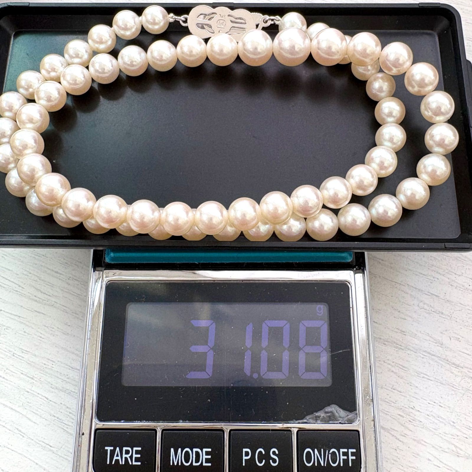 【極美品】MIKIMOTO パールネックレス アコヤ真珠 バタフライ M刻印有 MIKIMOTO ミキモト Mチャーム付 アコヤ真珠 グラデーション 8.6mm