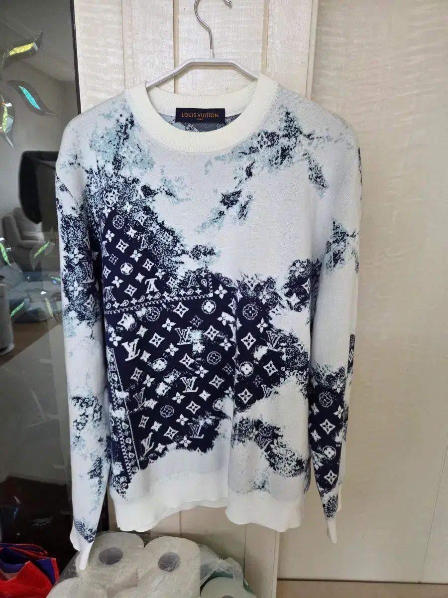 (ほぼ新品) ルイヴィトン バンダナ モノグラム ウール ニット XL