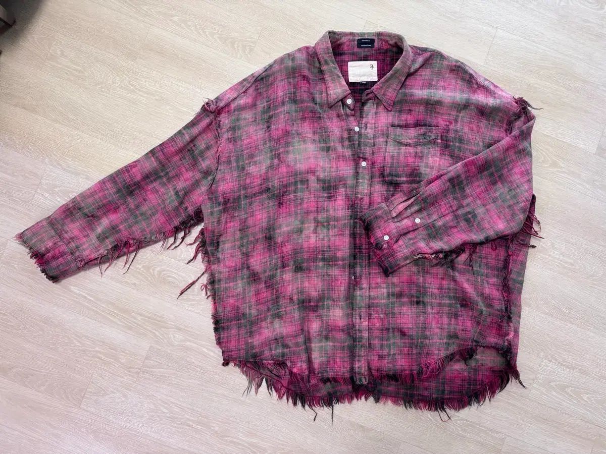 R13 ピンクレッド CHECK シャツ(L)