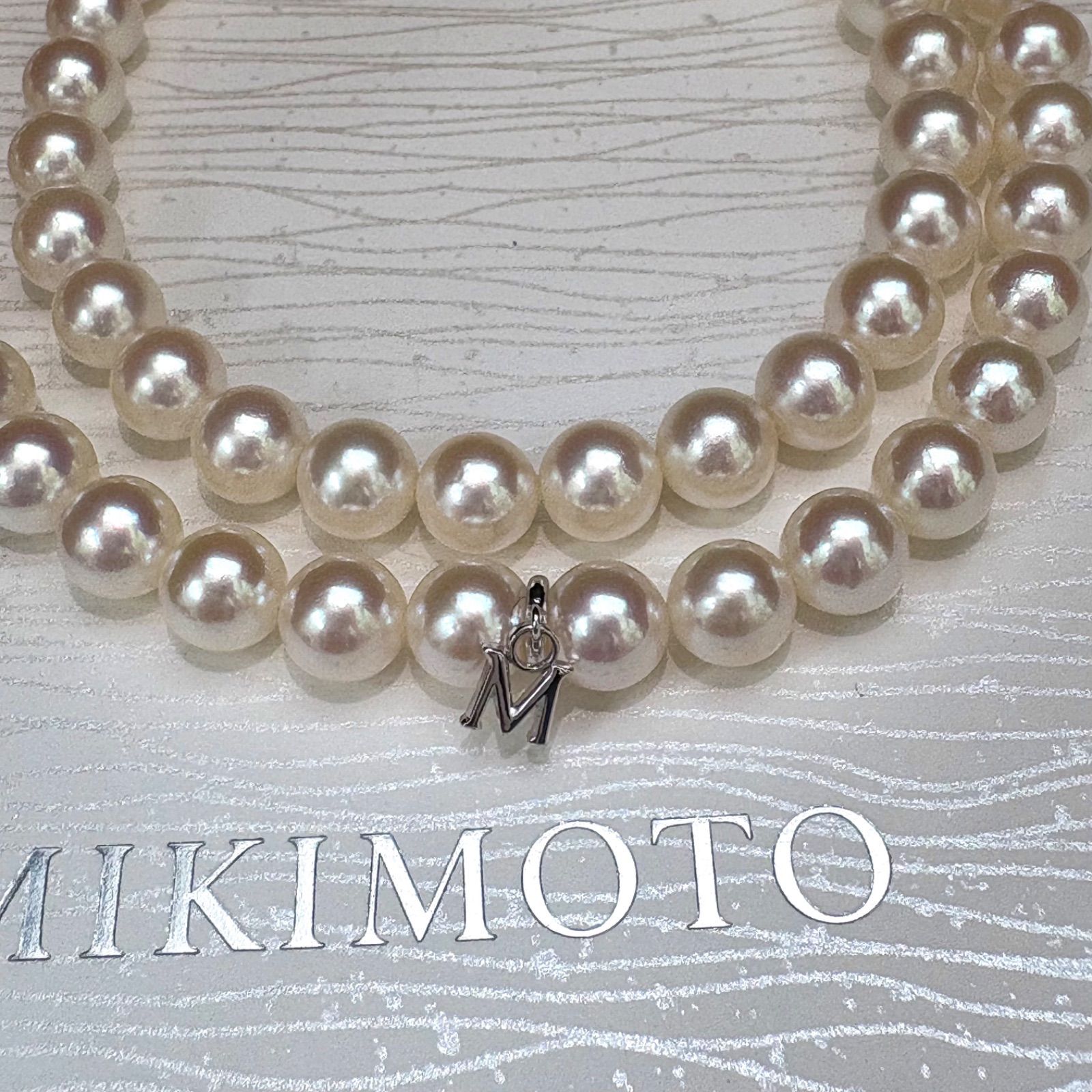 MIKIMOTO ミキモト Mチャーム付 アコヤ真珠 グラデーション 8.6mm