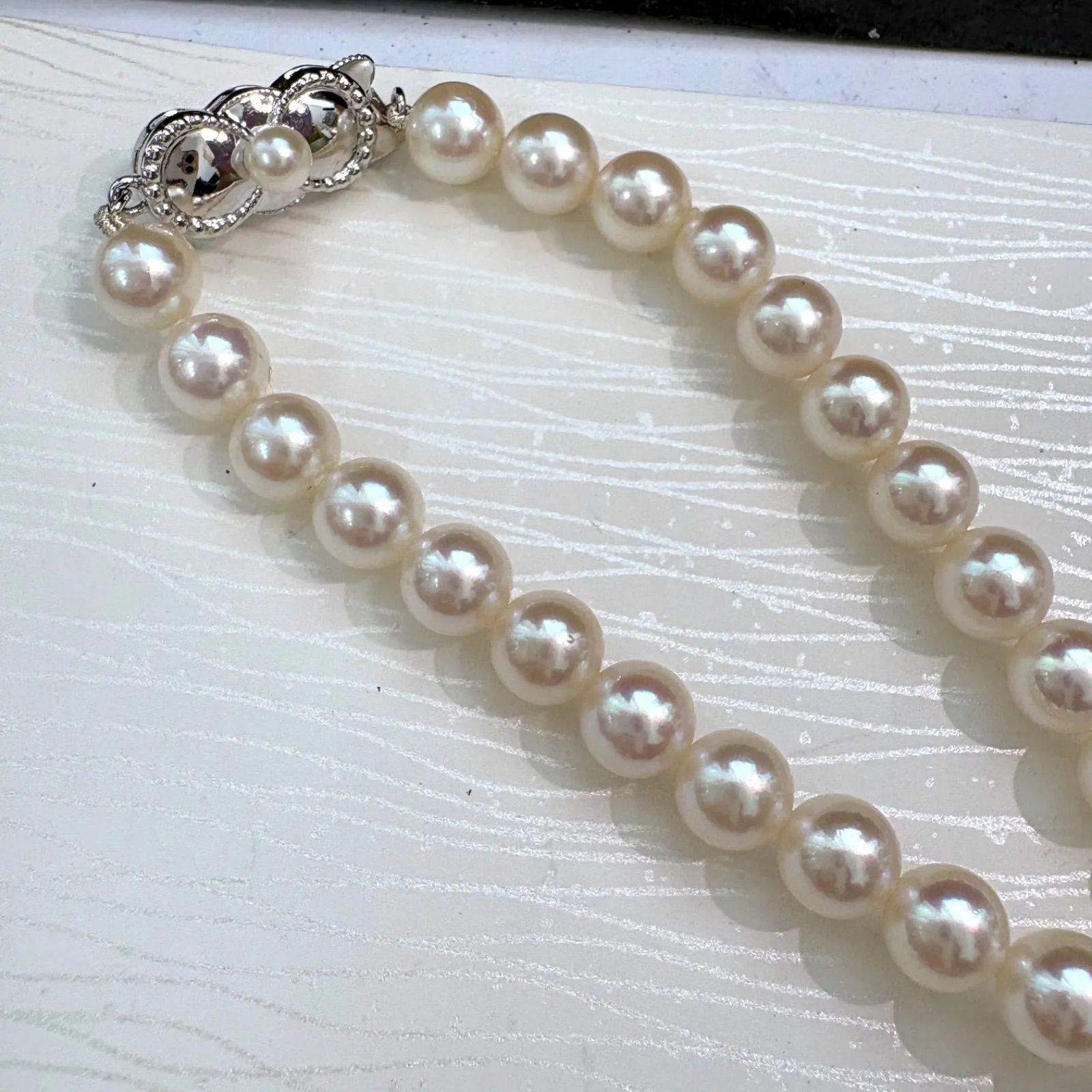 MIKIMOTO ミキモト Mチャーム付 アコヤ真珠 グラデーション 8.6mm