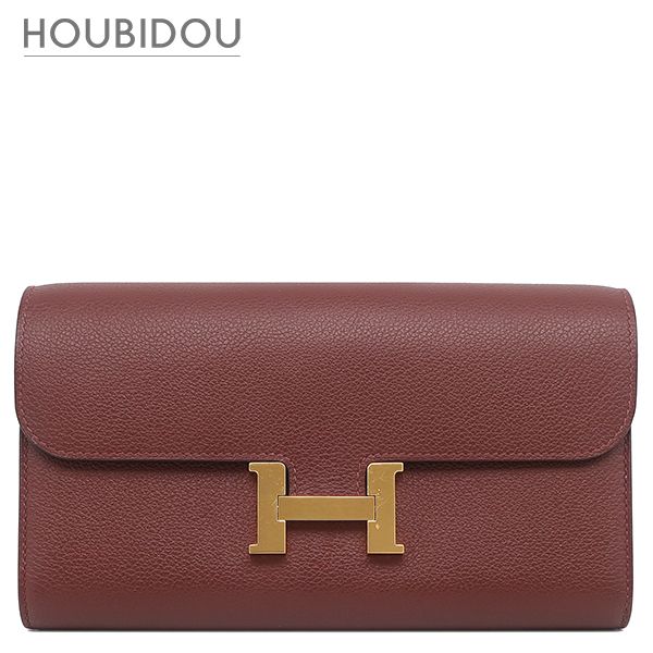 エルメス HERMES 長財布 コンスタンス トゥーゴー エバーカラー ルージュアッシュ ゴールド金具 赤茶 Z 【箱】【中古】