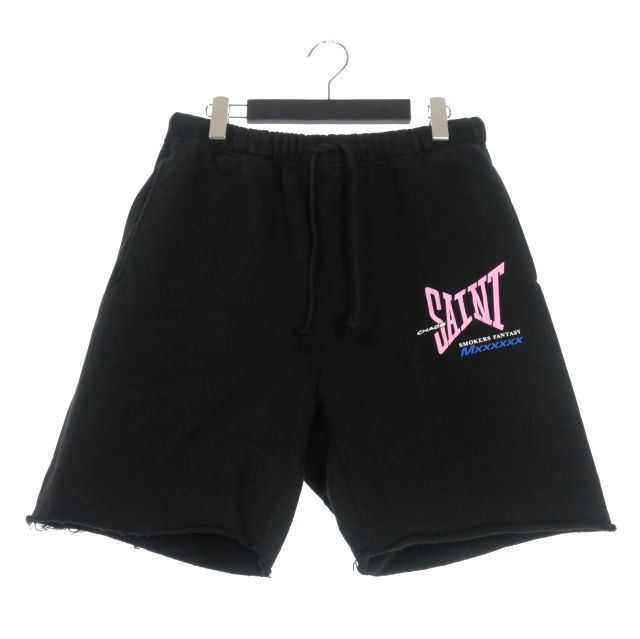 セントマイケル SAINTMICHAEL 25SS RIBON SAINT SWEAT SHORTS スウェットショーツ ショートパンツ M ブラック 黒 SM-HR8-0000-059