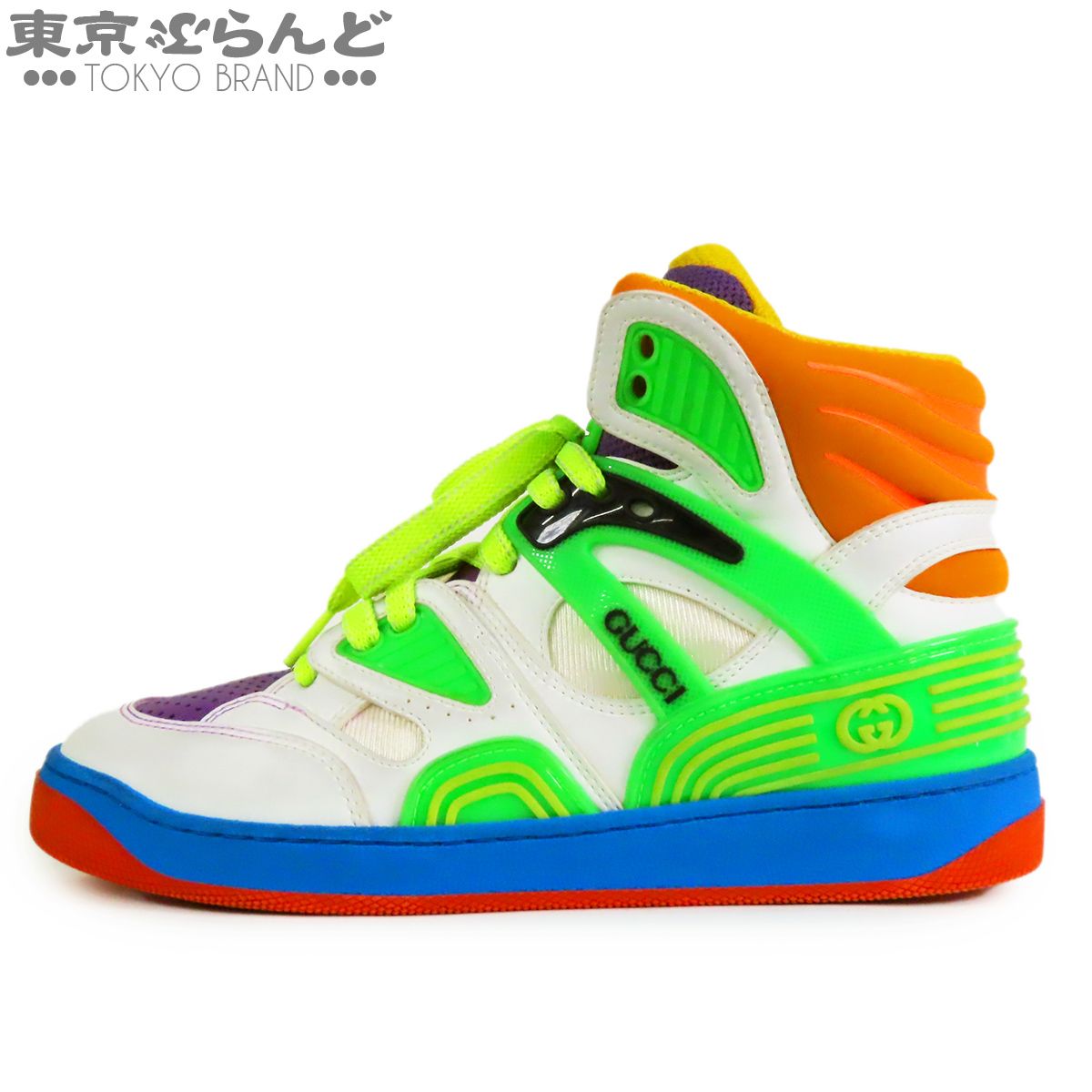 グッチ GUCCI グッチ バスケット 661310 マルチカラー ラバー デメトラ ハイカット ヴィンテージ加工 36 スニーカー レディース 101864084