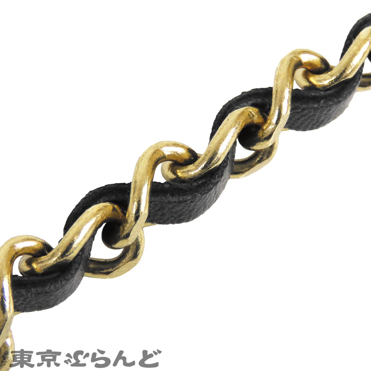 シャネル CHANEL チェーンベルト ブラックxゴールド メタル レザー