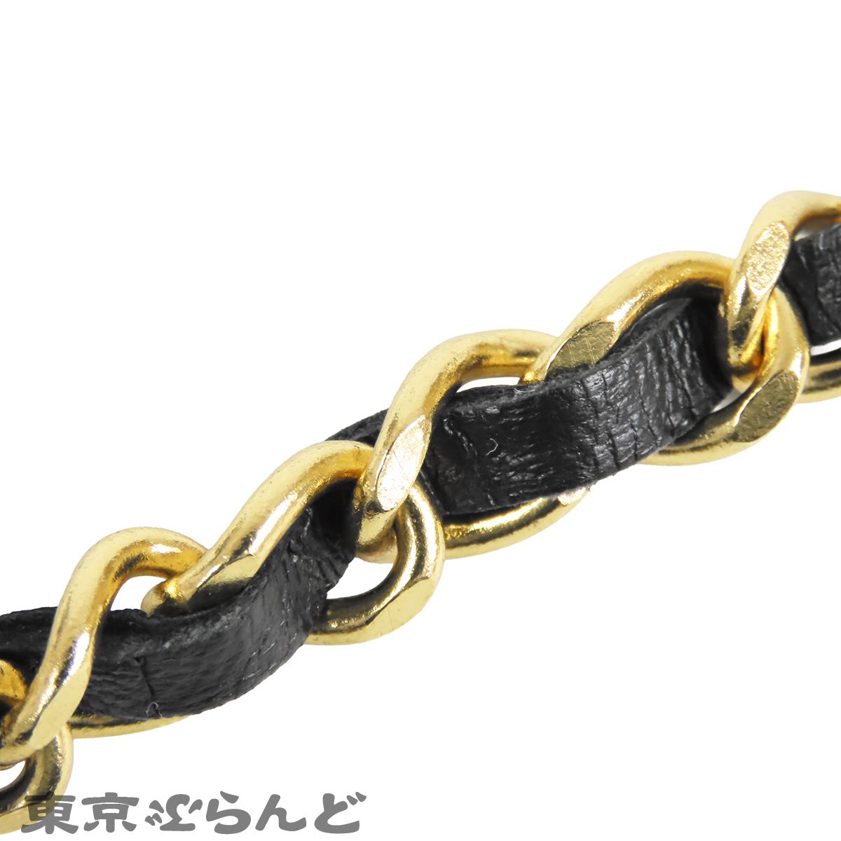 シャネル CHANEL チェーンベルト ブラックxゴールド メタル レザー