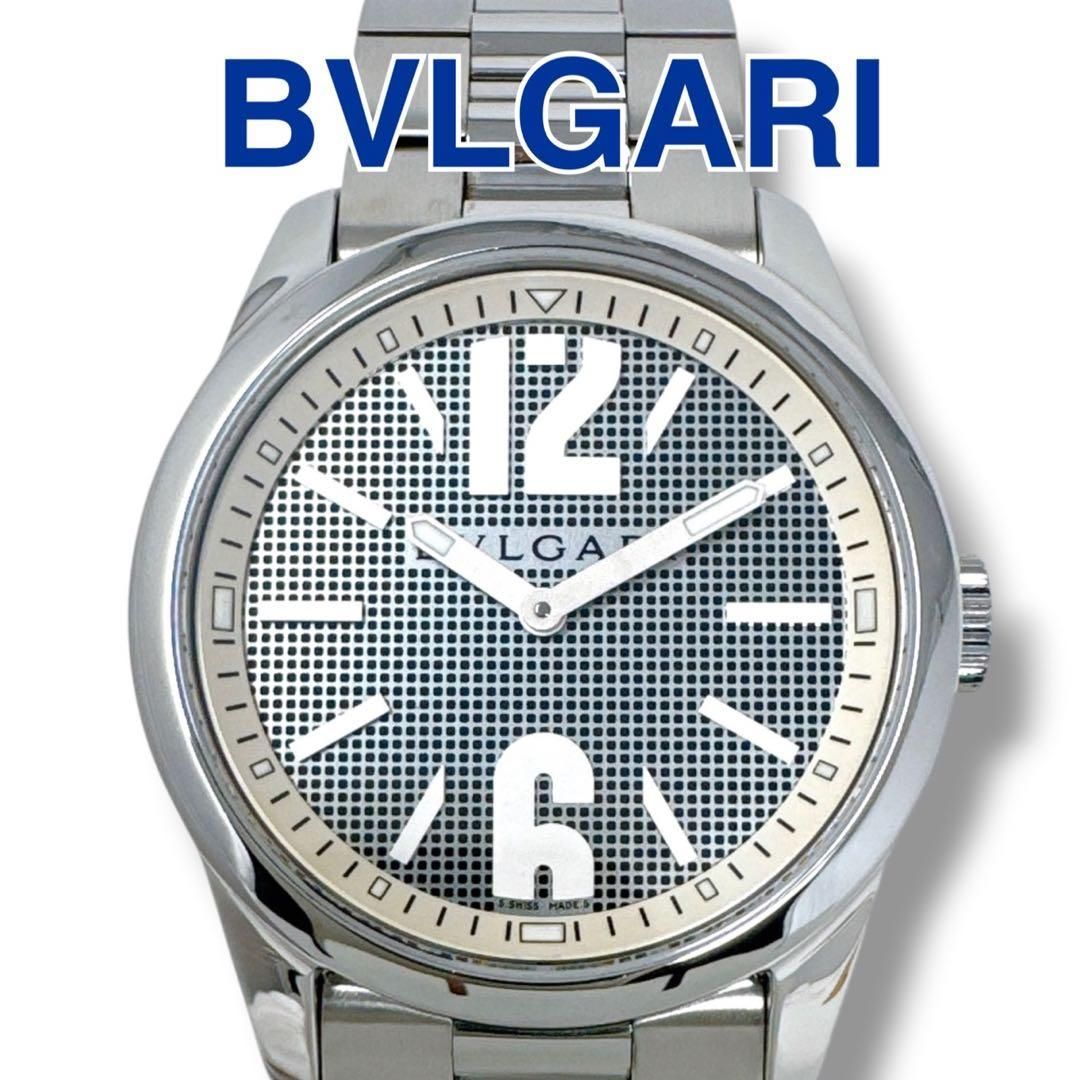 ブルガリ ソロテンポ ST37S クォーツ メンズ 腕時計 ブランド 美品 稼働 BVLGARI グレー文字盤 シルバー クオーツ ステンレススチール スイス製 定価313,200円 SA/未使用に近い