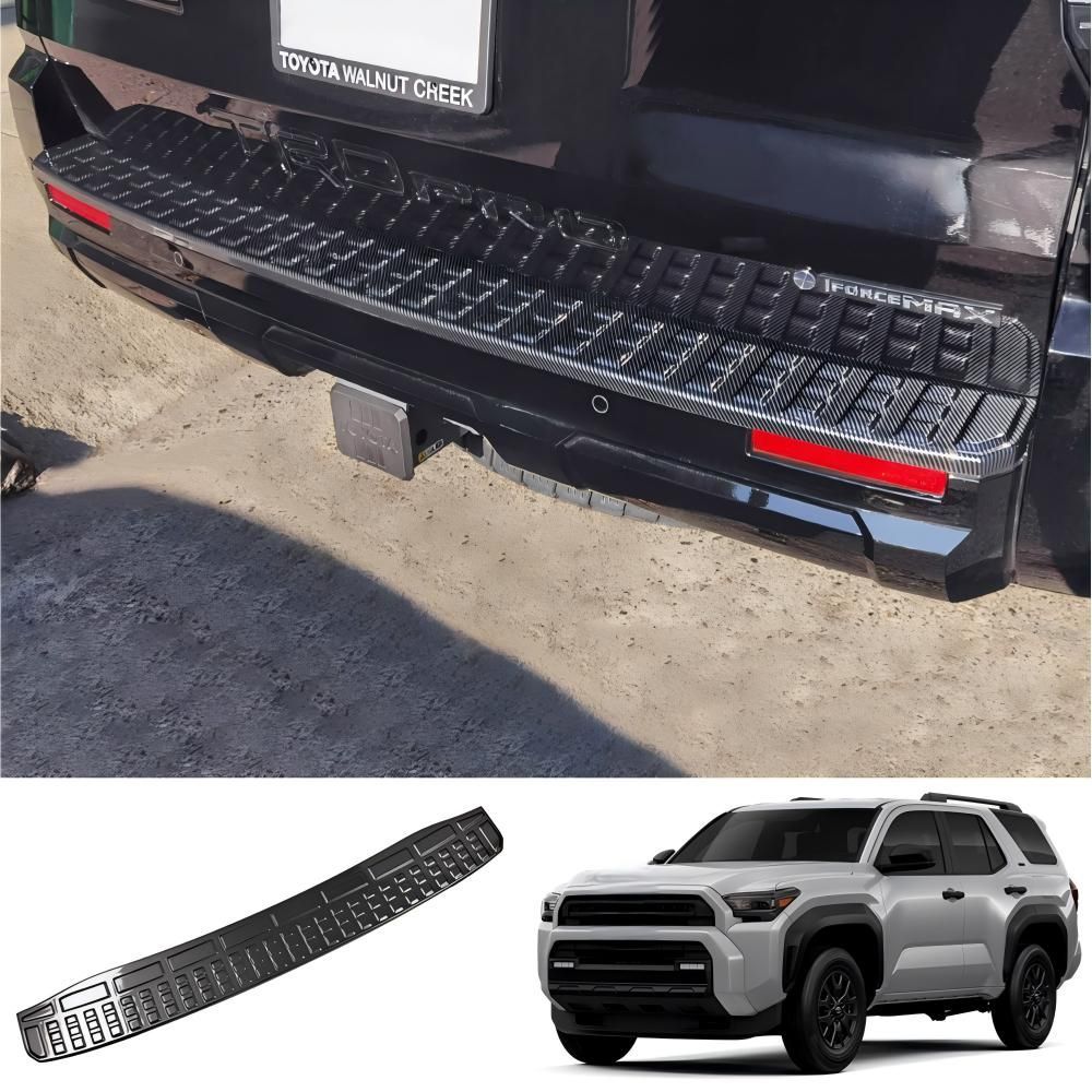 TOYOTA トヨタ 2025 4Runner フォーランナー 外付けリアバンパープロテクター カーボン調 / マットブラック 傷防止 ドレスアップ 貼るだけ簡単 耐久性 ABS 製 車種専用 1P