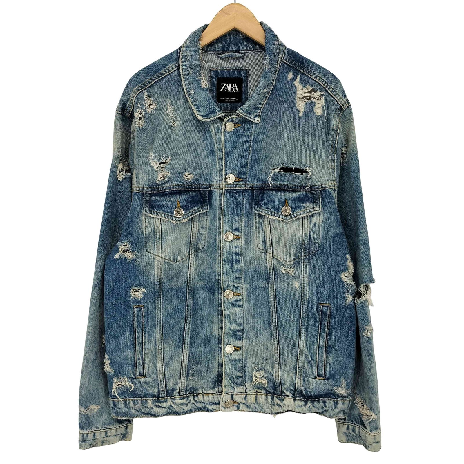 ザラ ZARA オーバーサイズ ダメージ 加工 デニムジャケット メンズ JPN 