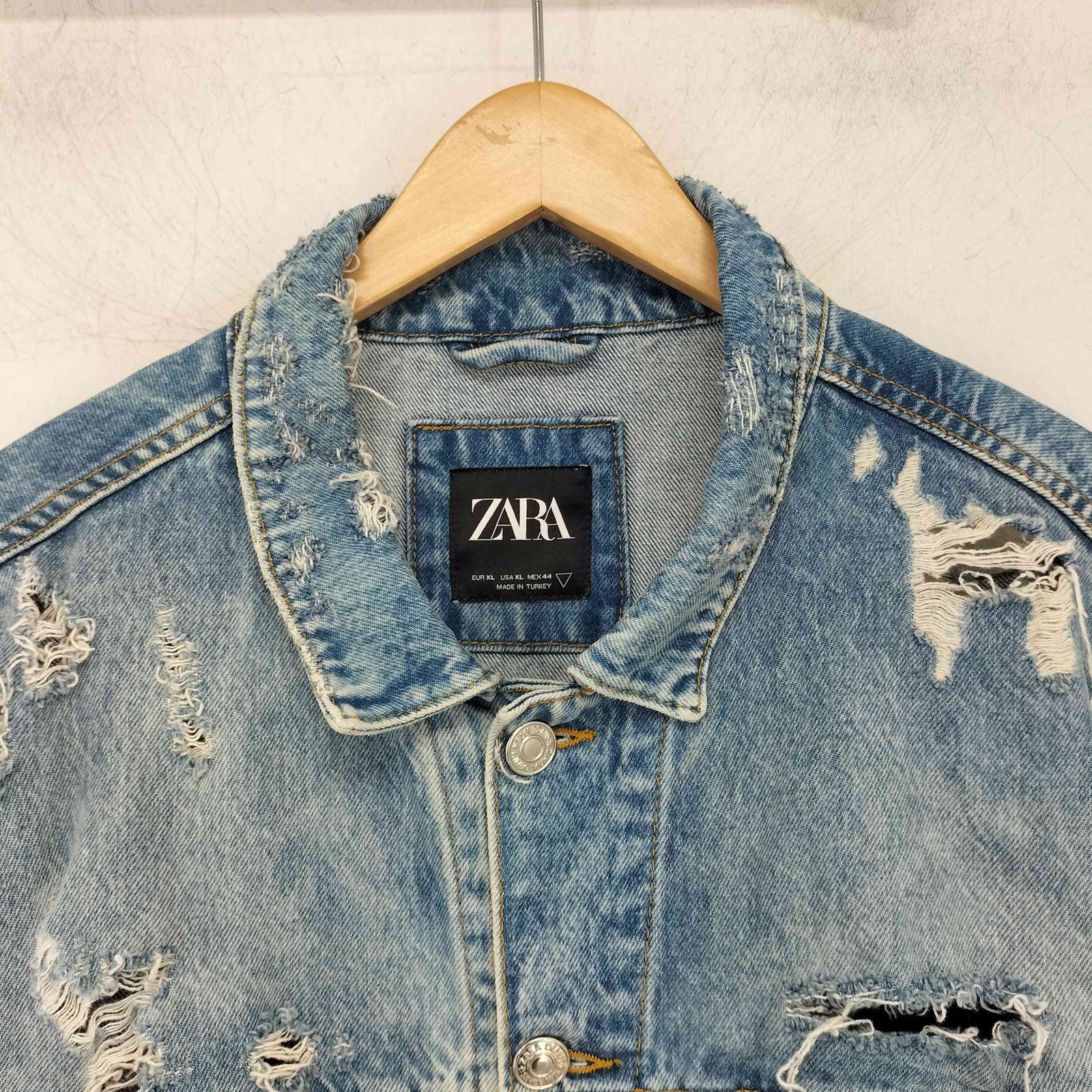 ザラ ZARA オーバーサイズ ダメージ 加工 デニムジャケット メンズ JPN 