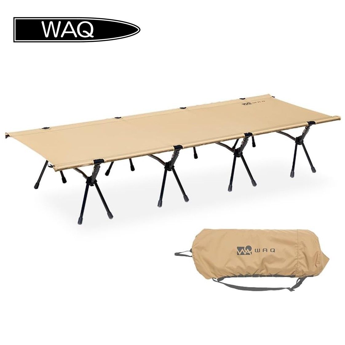 ◇WAQ(ワック) 2WAYワイドコット(タン) 81×210×17/37(h)cm 耐荷重150