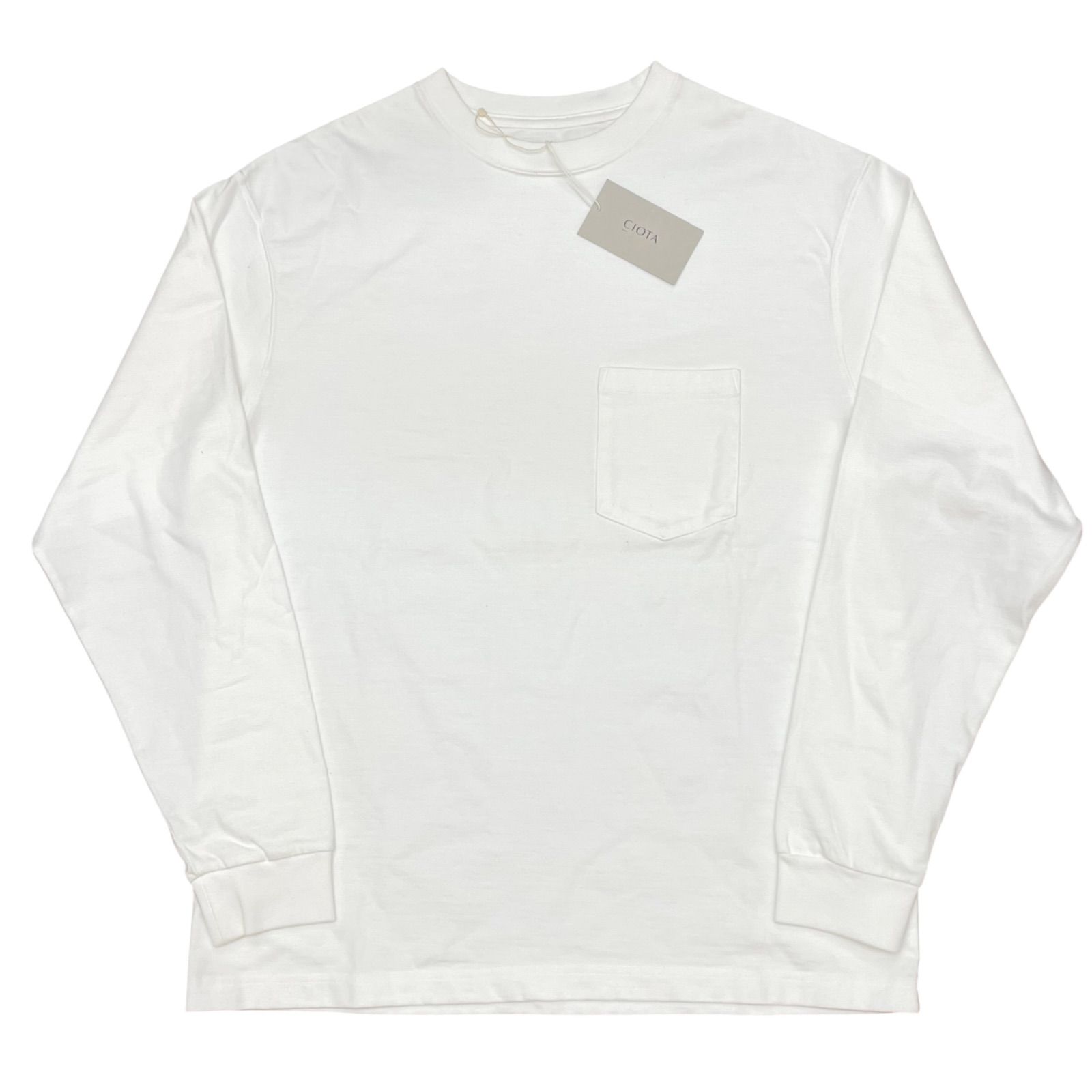 未使用品 サイズ5 CIOTA CSLM-105M OFF WHITE シオタ スビンコットン 10/- 度詰め 吊り天竺 ポケット付き ロンT