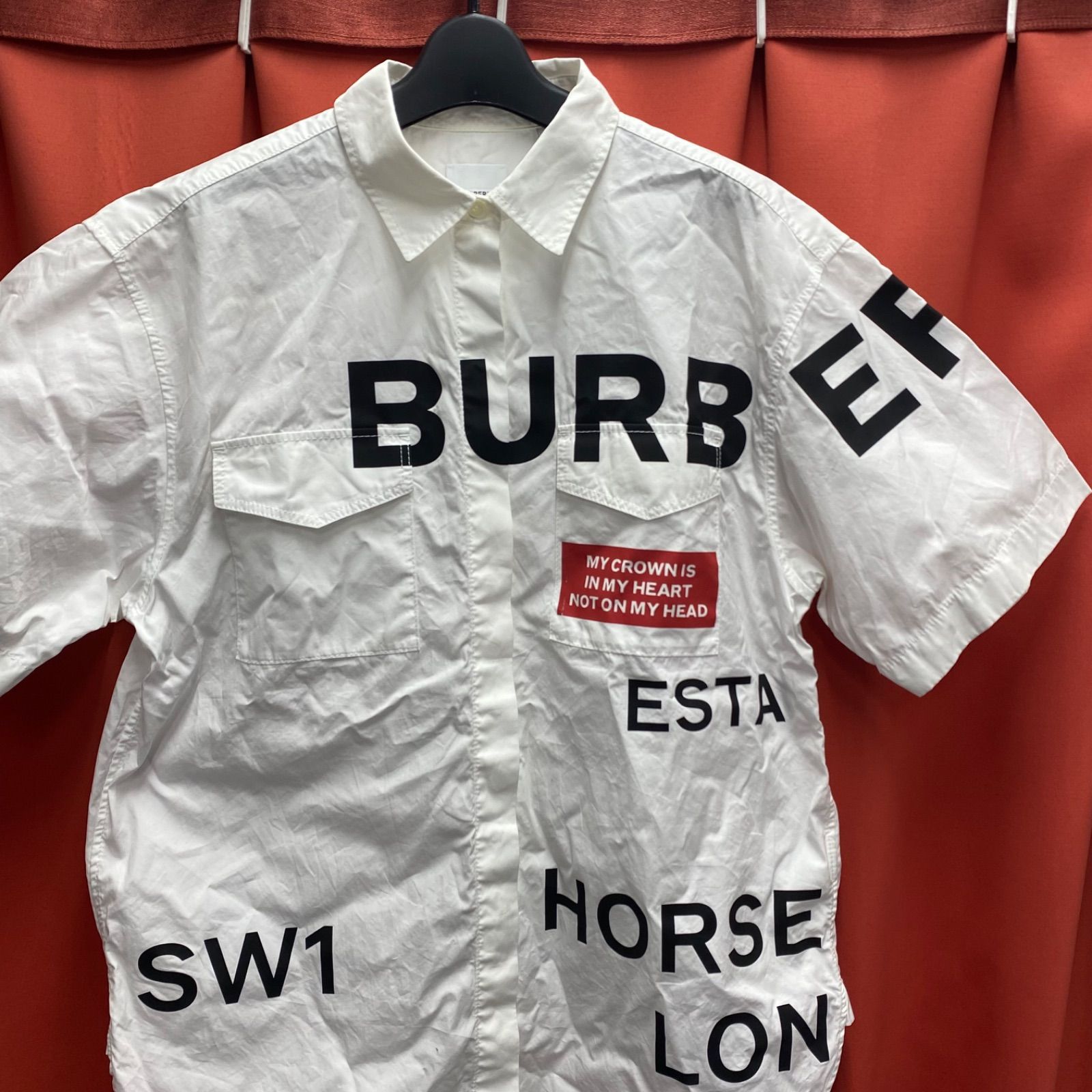 BURBERRY バーバリー シャツ　半袖　ホースフェリー　ロゴ　ホワイト　白系