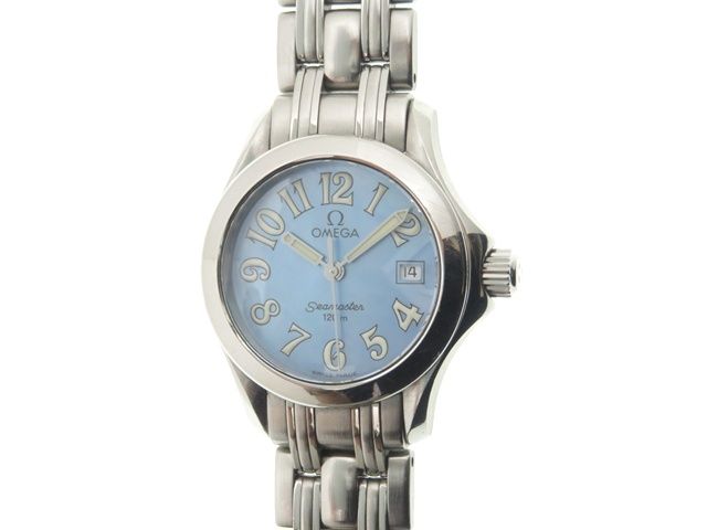 【ノーメンテナンス特価】OMEGA オメガ ウォッチ シーマスター120 時計 2581.88 腕時計 ステンレススチール ブルーシェル ブルー レディース【中古】431