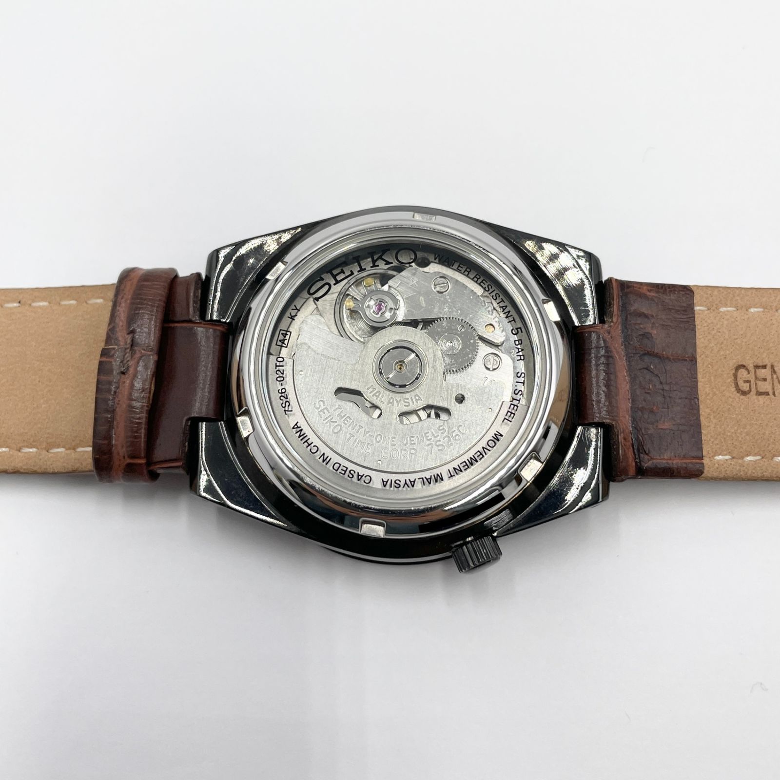 美品 セイコー SEIKO 5 21石 7S26-02T0 自動巻き 腕時計 ブラック文字
