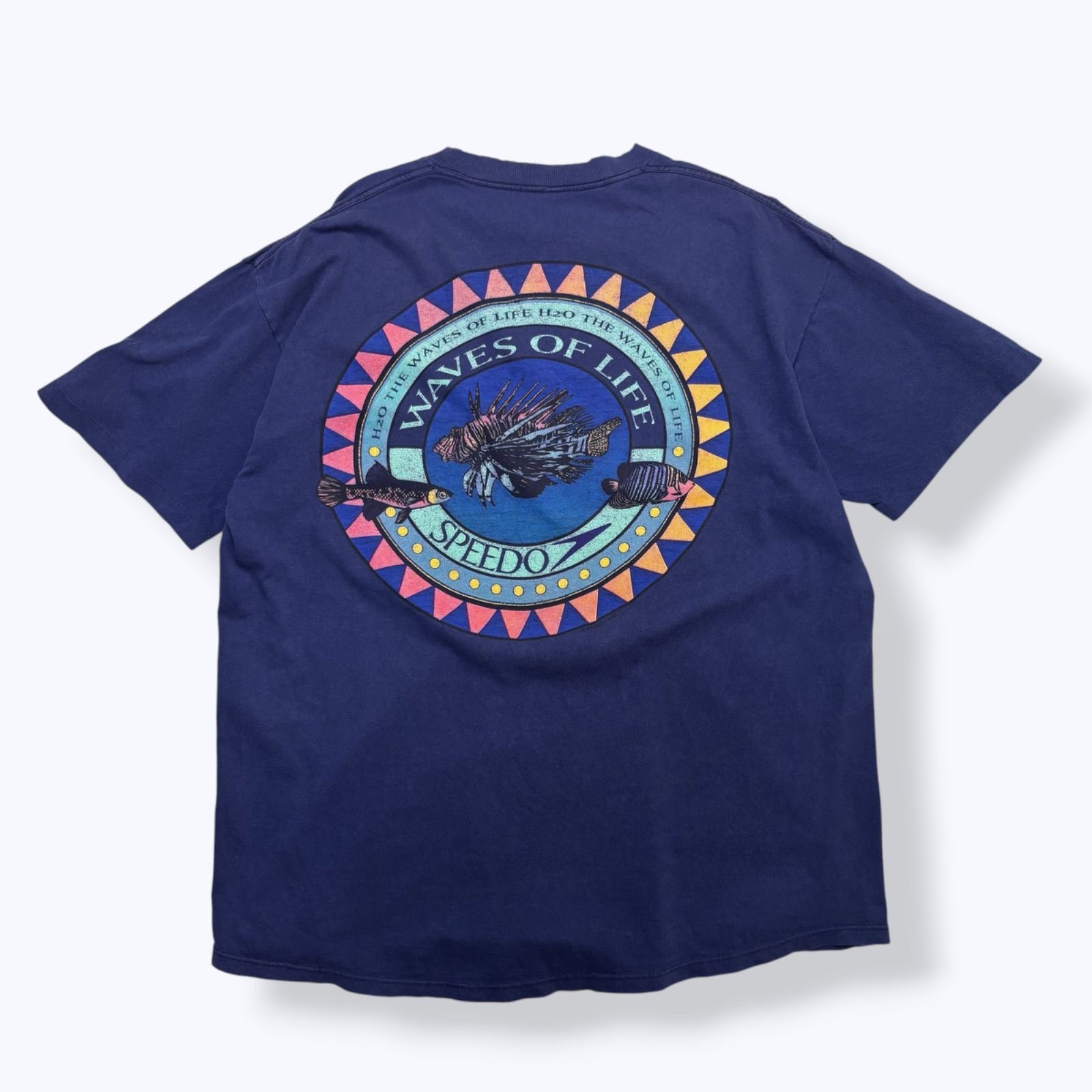 90s MIZUNO SPEEDO Print T-Shirt Made in USA 【XL】 90年代 ミズノ スピード オールドサーフ プリントTシャツ シングルステッチ USA製 アメリカ製 古着 ヴィンテージ