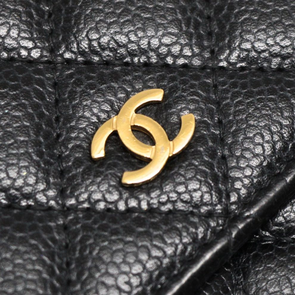 シャネル CHANEL マトラッセ チェーンウォレット キャビアスキン 黒