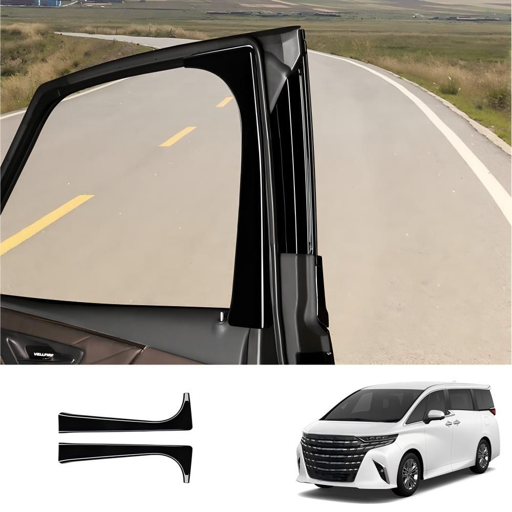 TOYOTA トヨタ ALPHARD アルファード / VELLFIRE ヴェルファイア 40 系 スライドドアウインドウトリム グロスブラック / 木目調 2P ドレスアップ 傷防止 貼るだけ簡単 耐久 ABS 製 車種専用 高級感 プロテクター