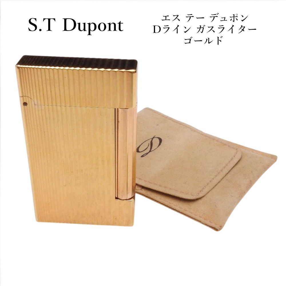 S.T Dupont エス・テー・デュポン Dライン ゴールド ガスライター柄物 【着火未確認】