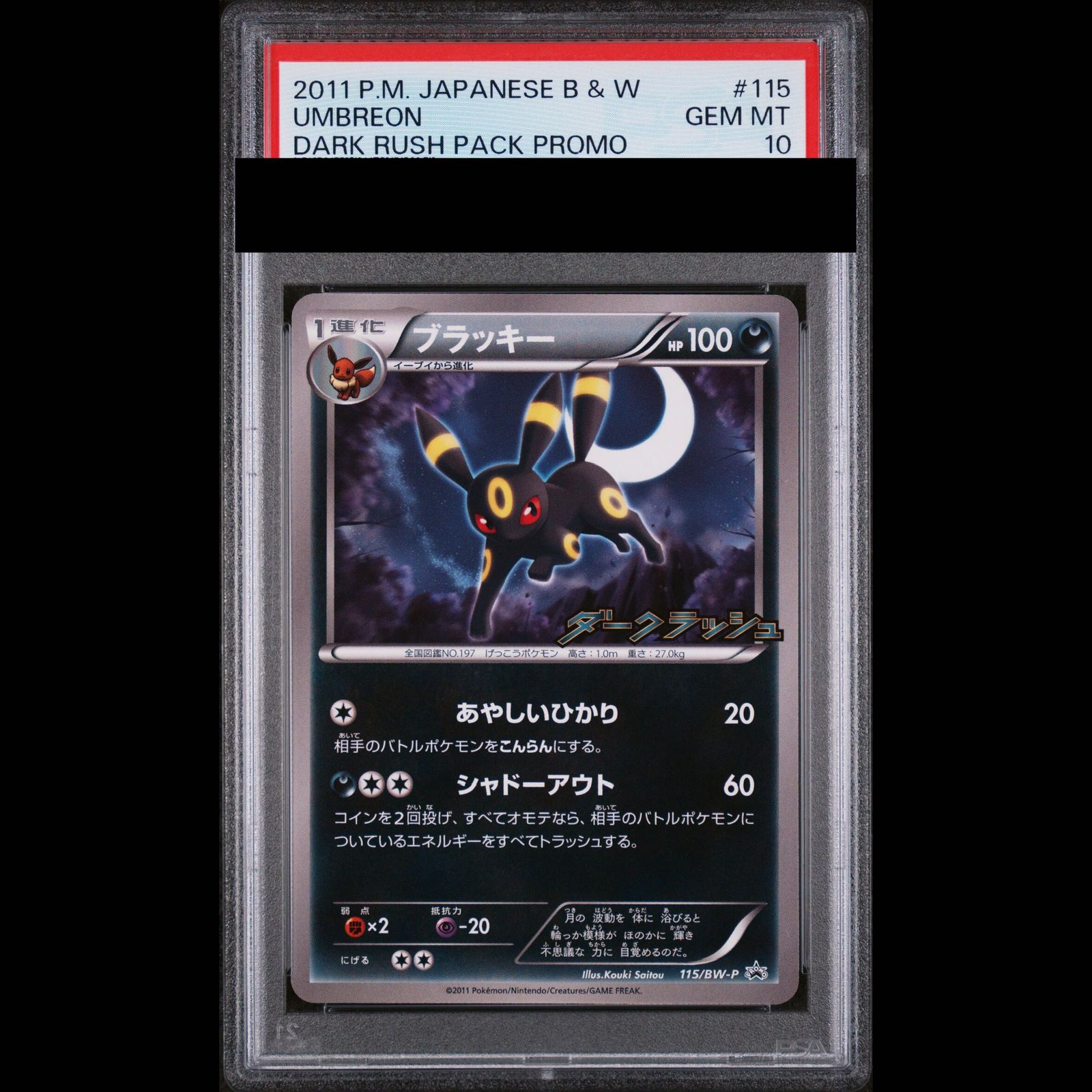 【PSA10】ブラッキー ダークラッシュ キャンペーンパック PROMO 115/BW-P 1枚